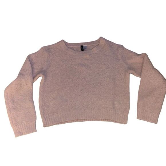 Divided By H&M Beige Knitted Long Sleeve Pullover Cropped Sweater Ladies Small - Picture 1 of 9